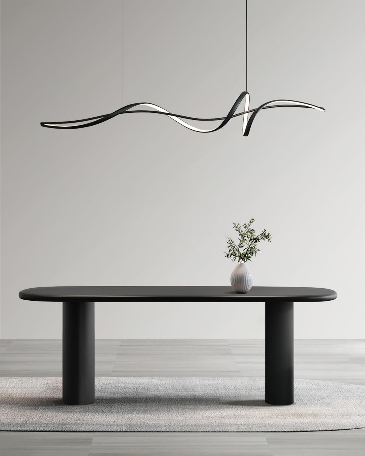 Calelina Modern Black LED Wave Pendant Light