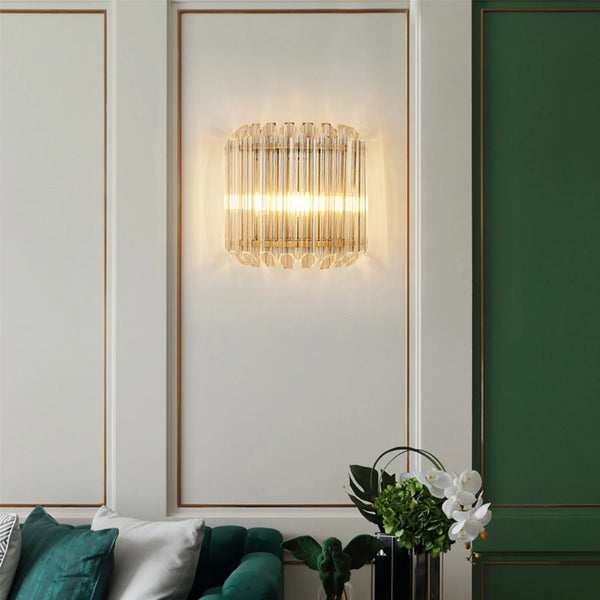 Modern Crystal Rod Brass Wall Sconce