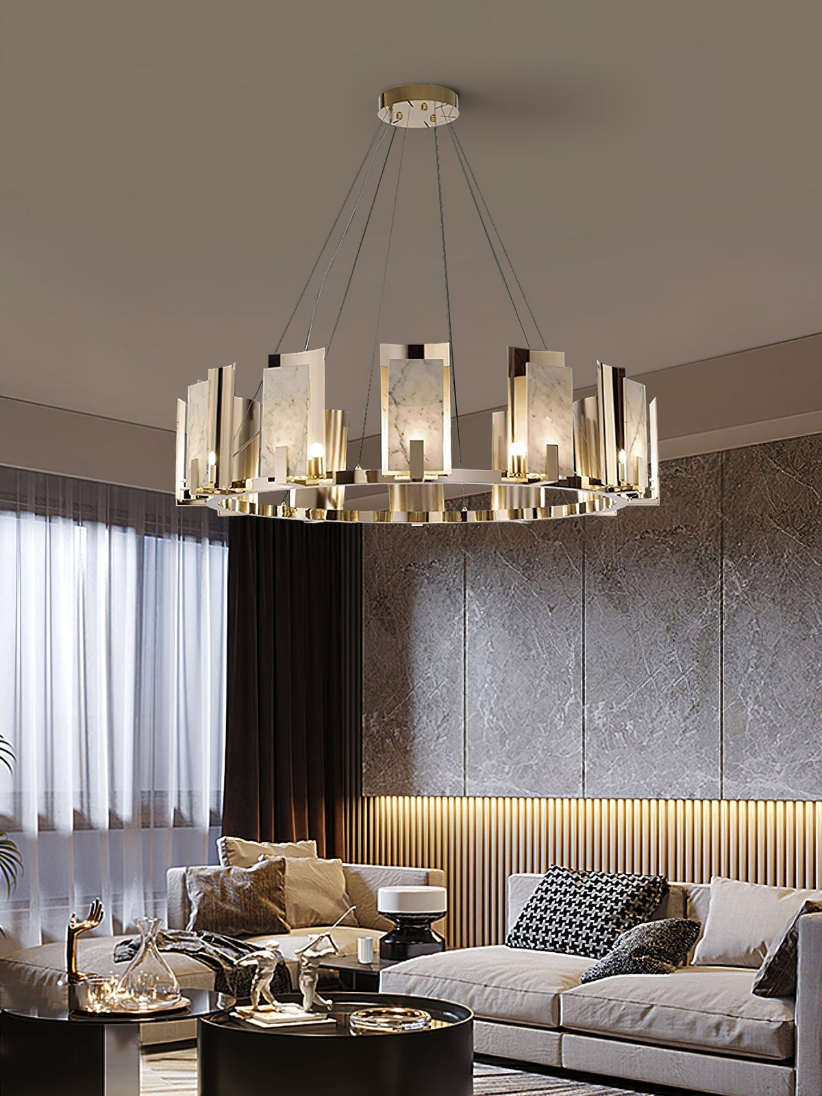 Nyraeila Postmodern Luxury Alabaster Round Chandelier