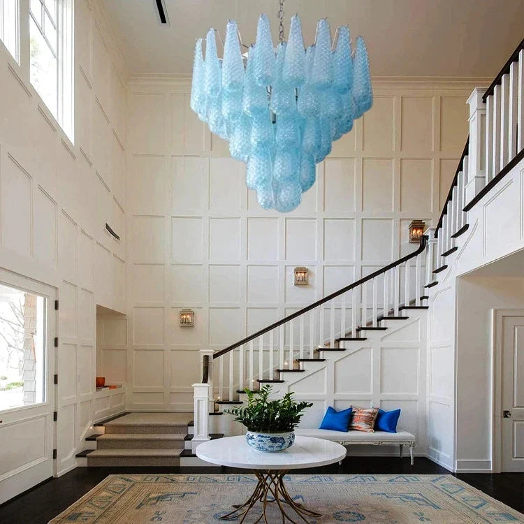 Jia Vintage Glass Water Drop Staircase Chandelier