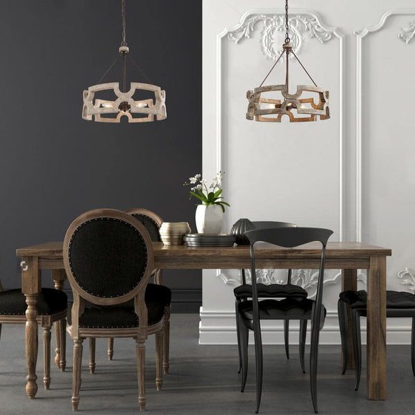 Evelan Hand-carved Wood Chandelier