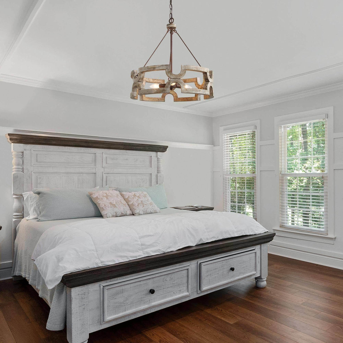 Evelan Hand-carved Wood Chandelier