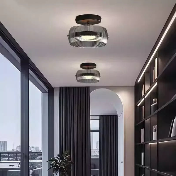Jude Modern Ribbed Glass Dome Ceiling Light