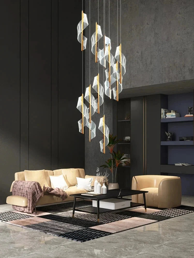 Kael Cascading Spiral Foyer Chandelier