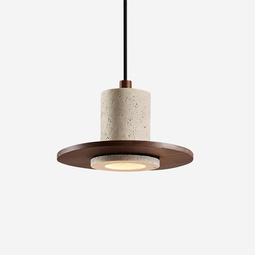 Seralielle Travertine Pendant Light Top-hat Shape