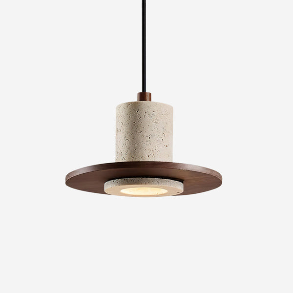 Seralielle Travertine Pendant Light Top-hat Shape