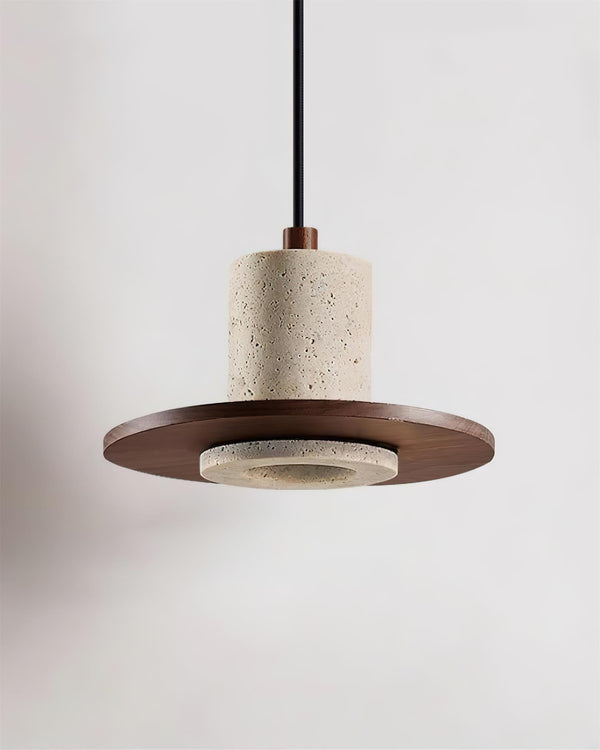 Seralielle Travertine Pendant Light Top-hat Shape