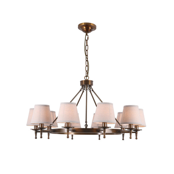 Erveliel Vintage Luxury Brass Fabric Chandelier