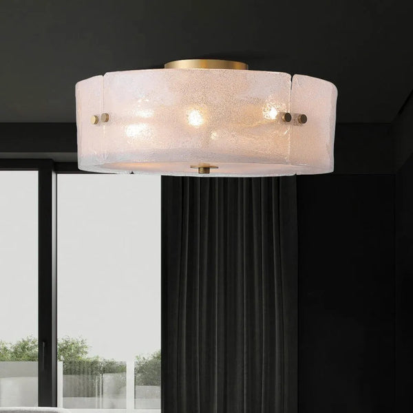 Velenella Textured Glass Flush Mount