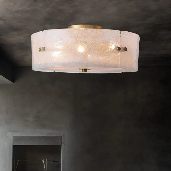 Velenella Textured Glass Flush Mount