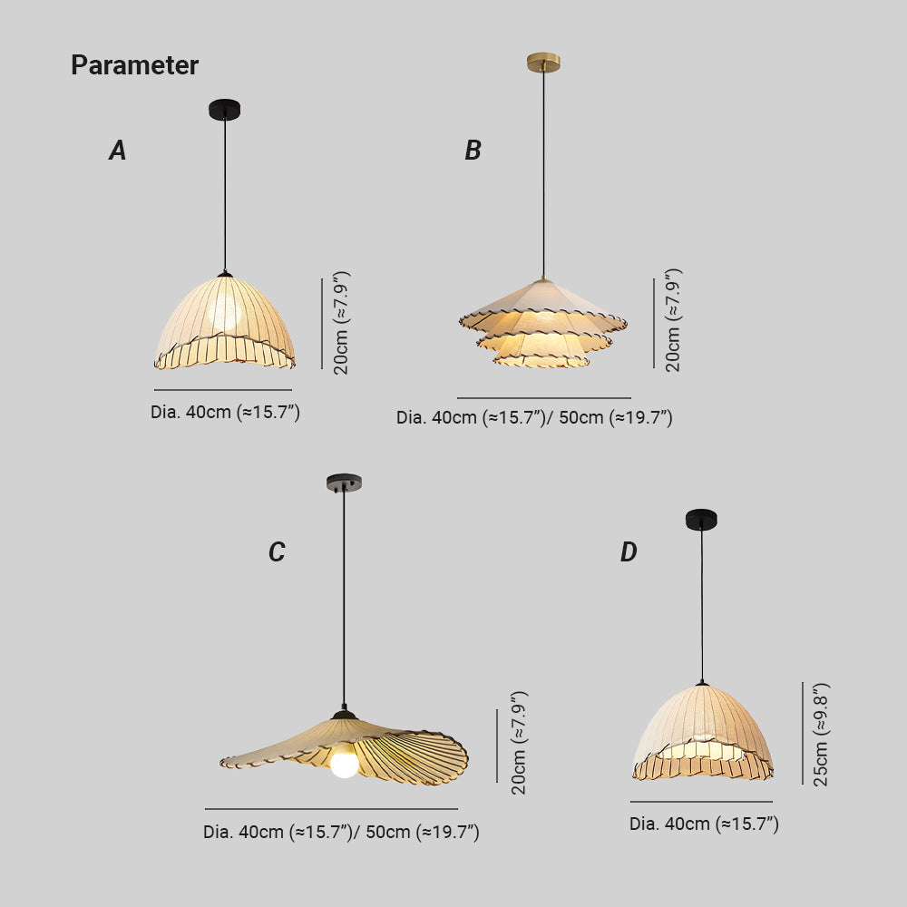 Japandi Style Pendant Light with Cotton Linen Shade