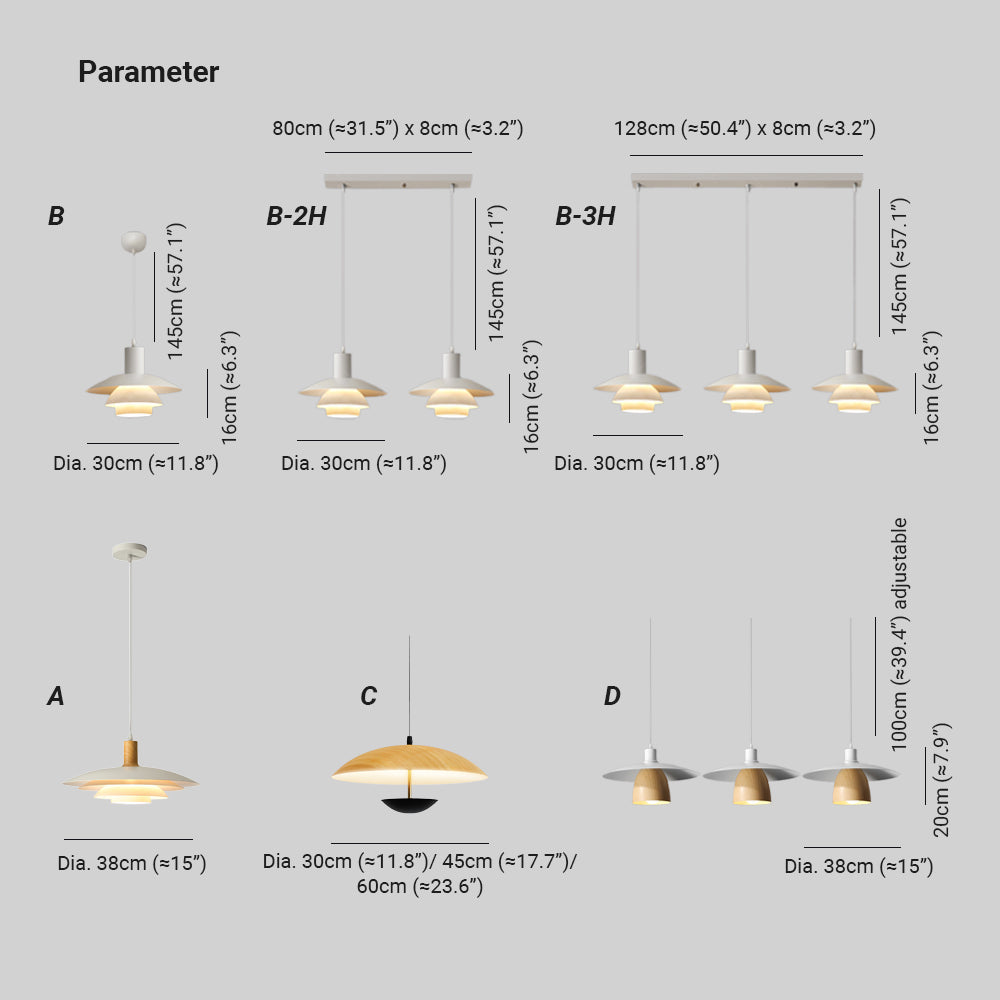 Valentina Modern LED Pendant Light White Wood Metal Bedroom