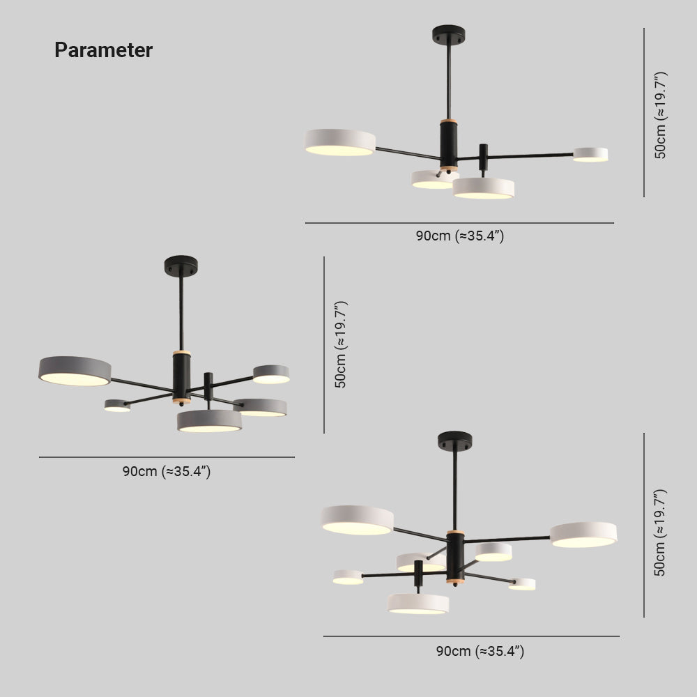 Arisha Pendant Light LED, Metal & Wood, Grey/White/Gold