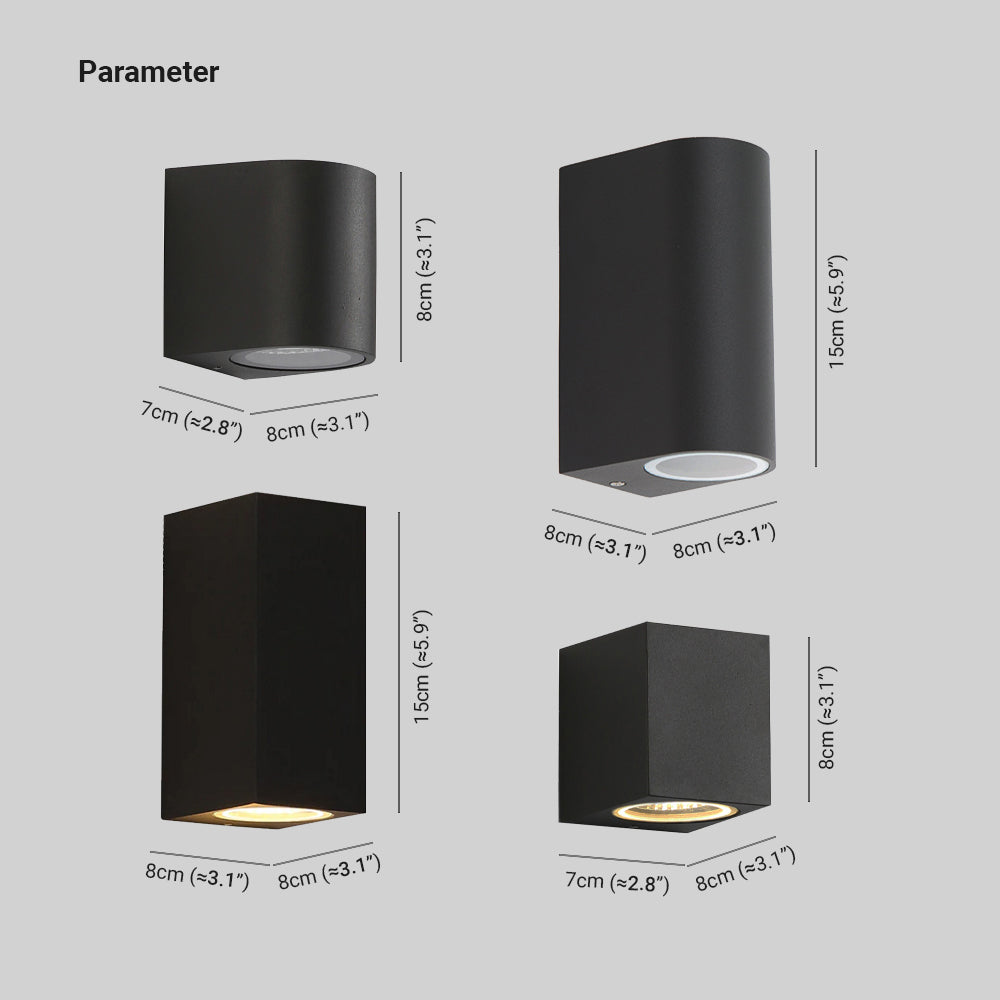 Koraq Minimalist Square Outdoor Wall Lamp, Black