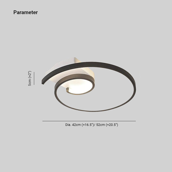 Arisha Modern Spiral Shaped Metal Ceiling Light, Black/White