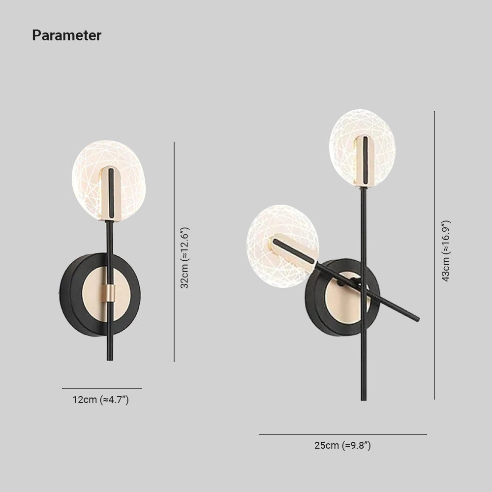 Valentina Wall Lighting Disc Modern, Metal/, Black/White, Bedroom