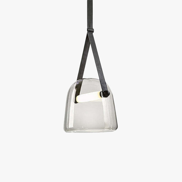 Valentina Modern Nordic Leather/Glass Pendant Light, Grey/White