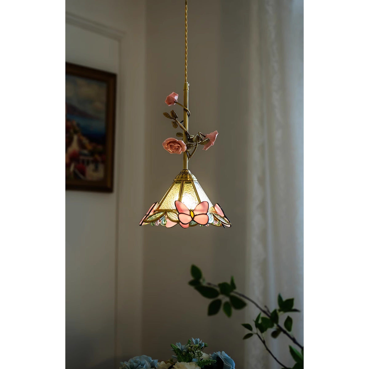 Ilsoris Rose Glass Ceramic Pendant Lamp