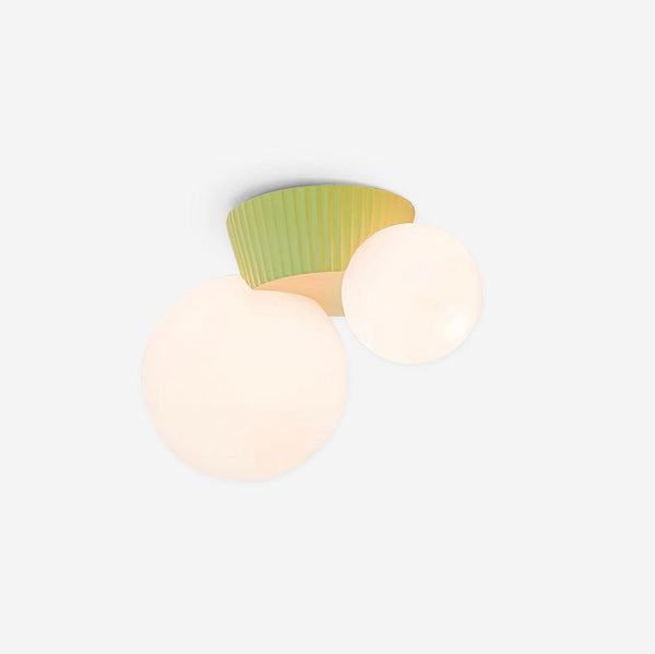 Ceiling Light Playful Asymmetry with Dual Frosted Glass Globes