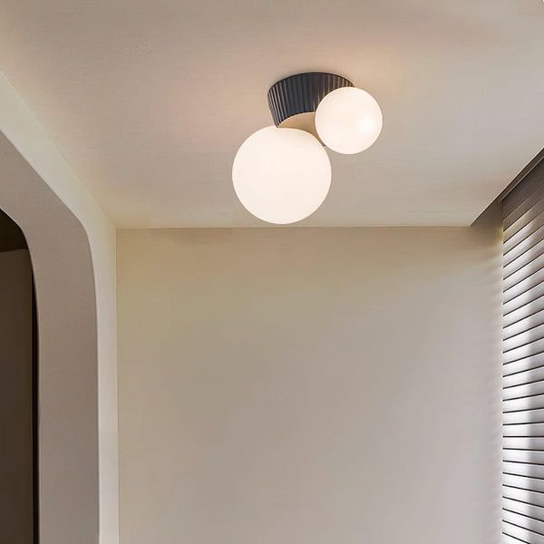 Ceiling Light Playful Asymmetry with Dual Frosted Glass Globes