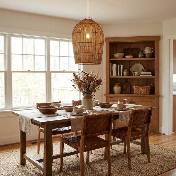 Lantern Woven Rattan Pendant Lamp