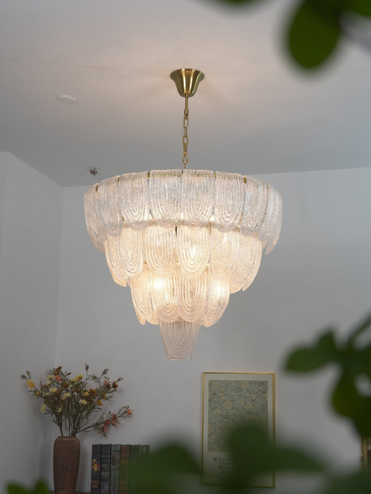 Layered Glass Petal Chandelier
