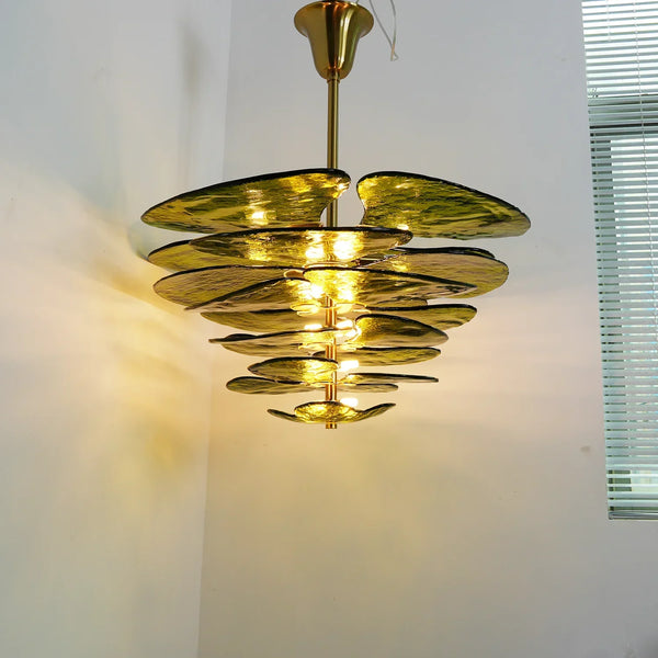 Leaf Lilypad Glass Chandelier