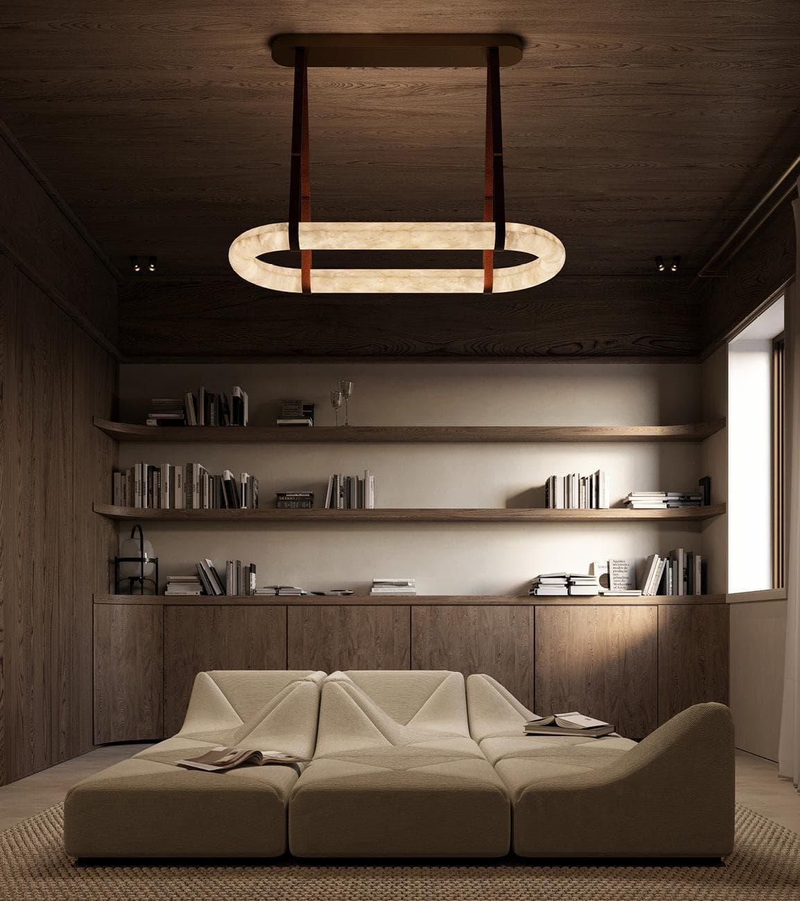 Alabaster Round Leather Chandelier