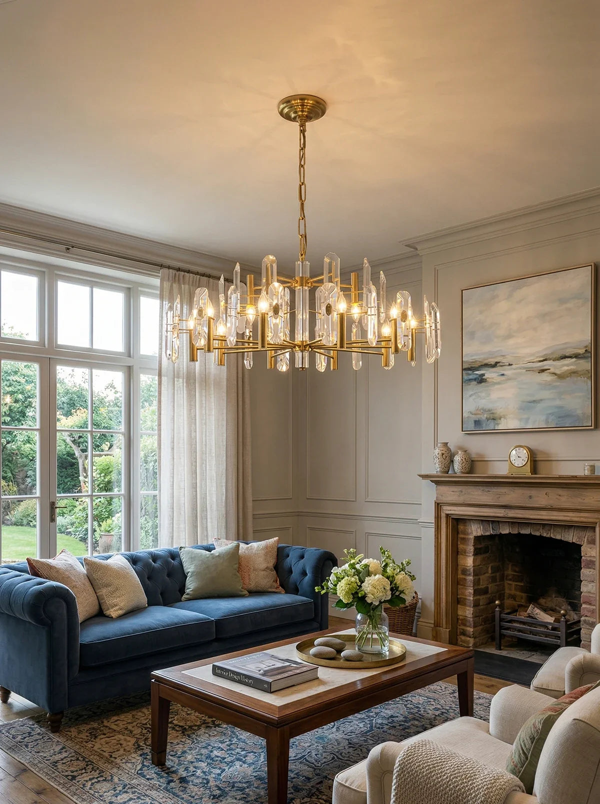 Vertical Round Alabaster Chandelier