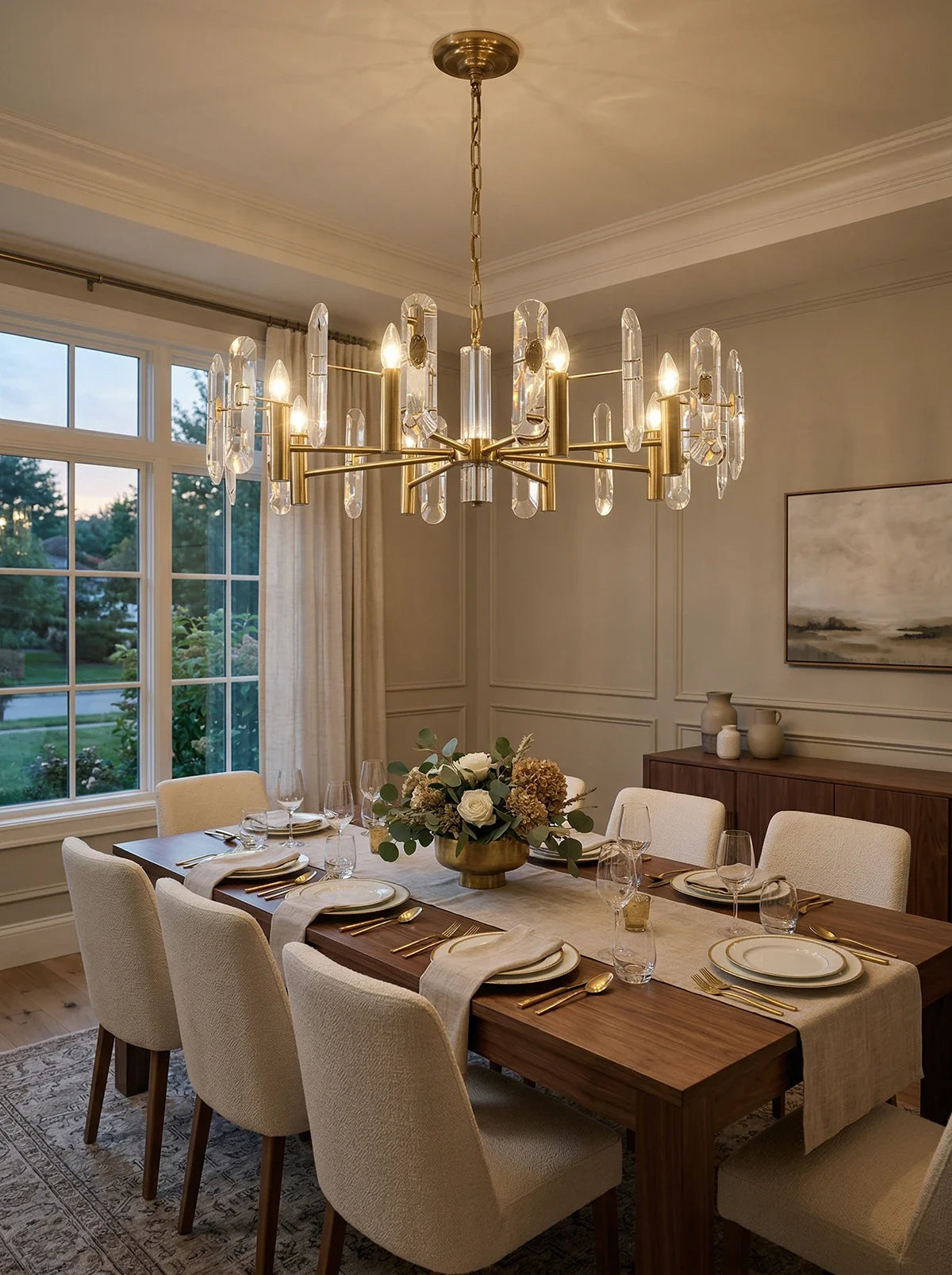 Vertical Round Alabaster Chandelier