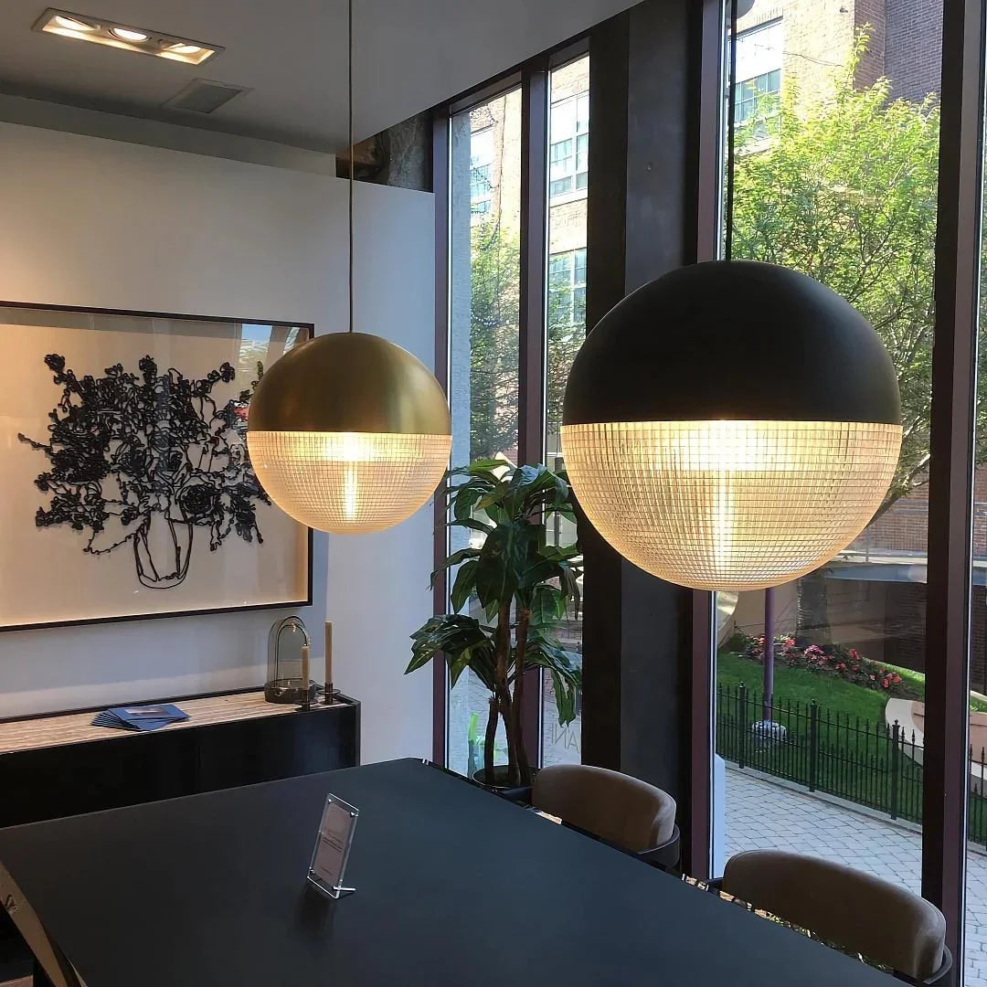 Round Travertine Solstice Stone Pendant Light