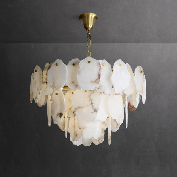 Albiselle Alabaster Chandelier Layered Stone Slices