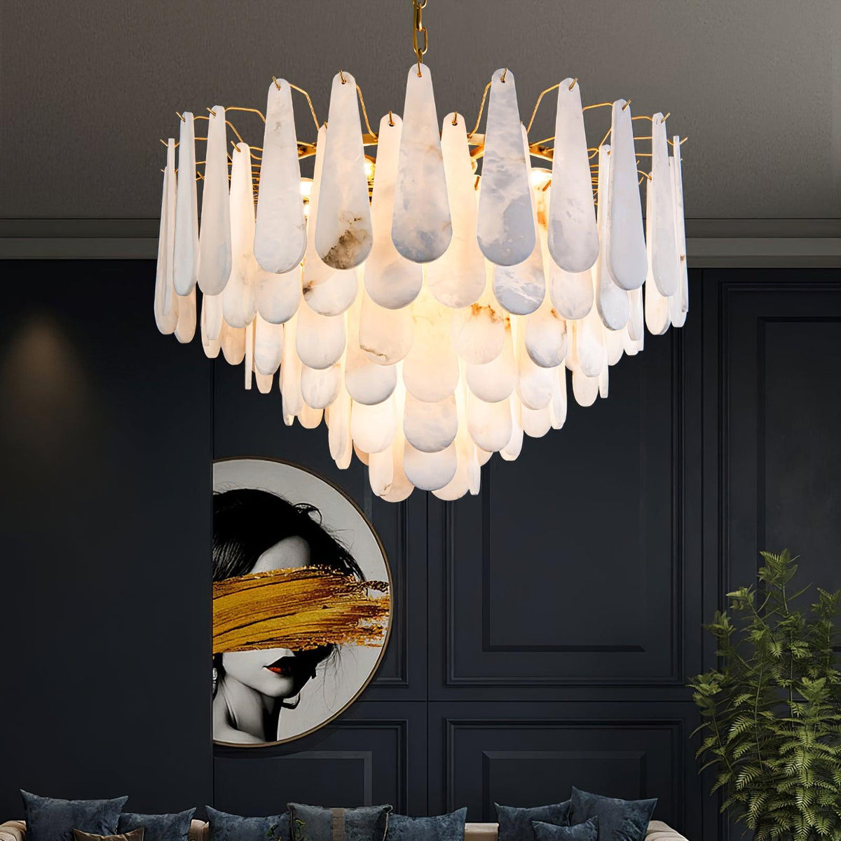 Alabaster Leon Drop Shape Chandelier