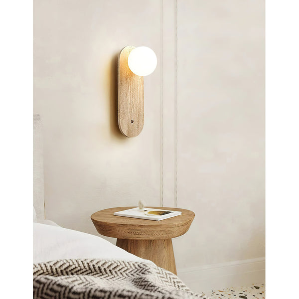 Zeshaen Travertine Glass Wall Lamp
