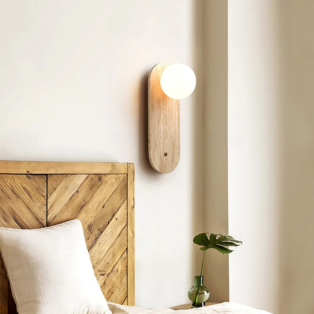 Zeshaen Travertine Glass Wall Lamp