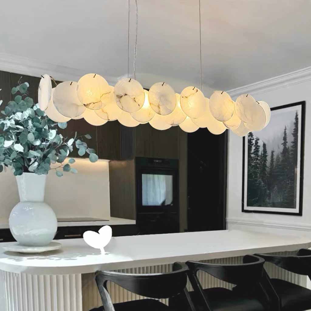 Linear Pendant Light Luxury with Alabaster Discs
