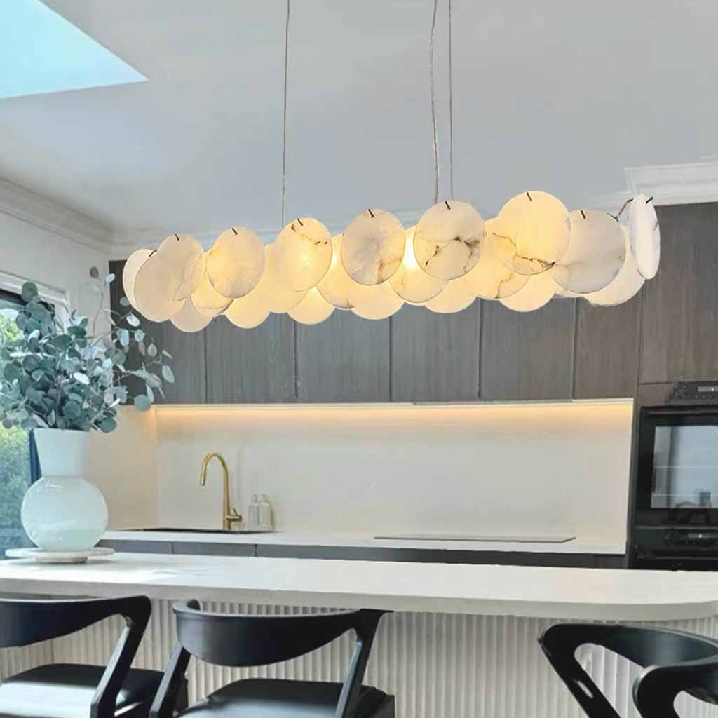Linear Pendant Light Luxury with Alabaster Discs