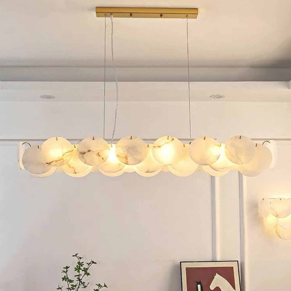 Linear Pendant Light Luxury with Alabaster Discs