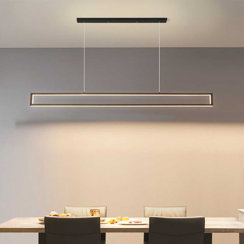 Pendant Light LED Modern Minimalist Linear Rectangle, Black