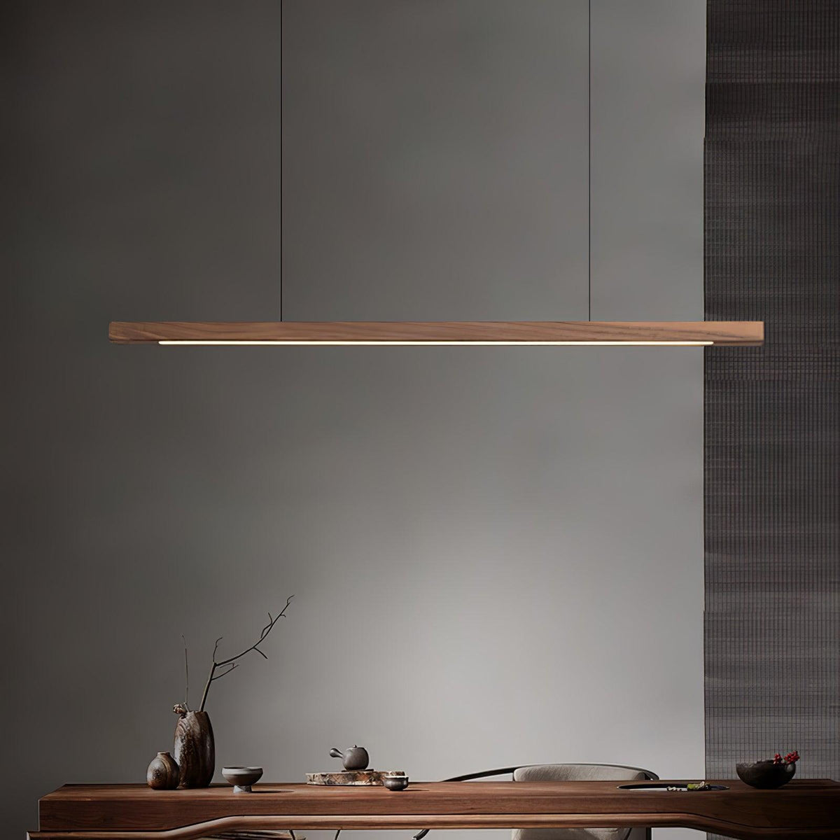Linear Wooden Pendant Light