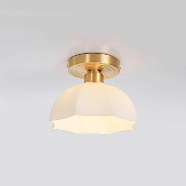 Avelin Brass Base and Opal Glass Flush Mount Ceiling Light