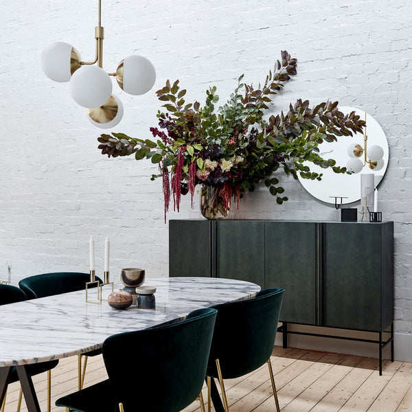 Uzorus Art Bouquet Velvet Green Glass Chandelier