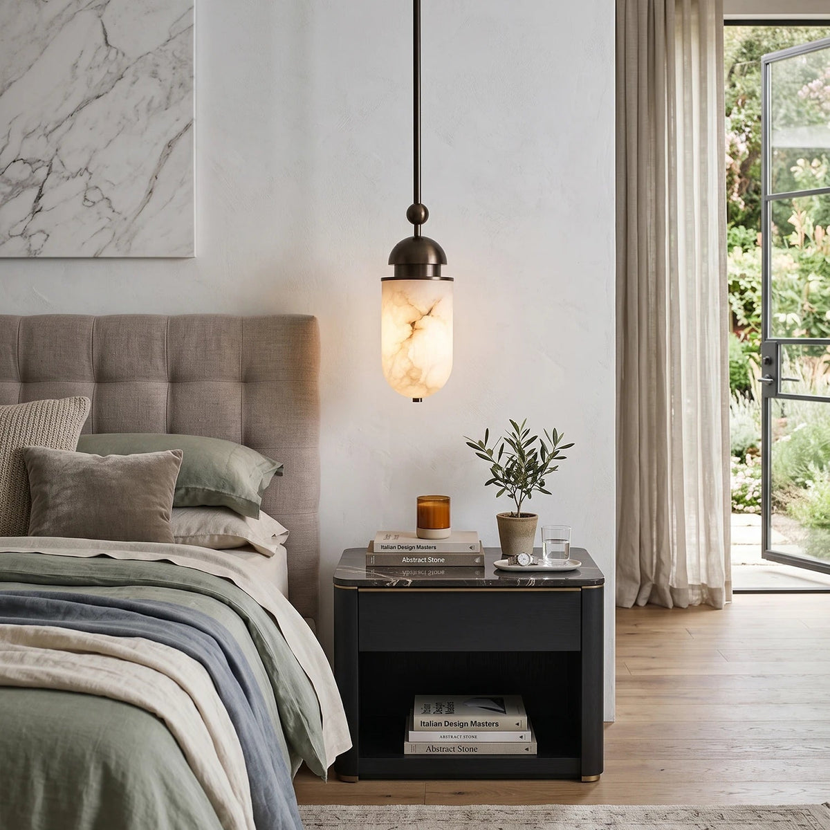 Lozenge Alabaster Rod Pendant Lamp