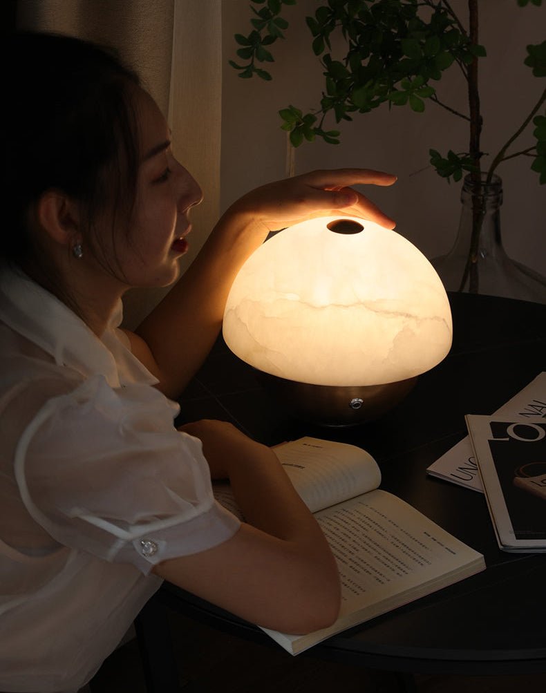 Luna Stone Mini Alabaster Table Lamp