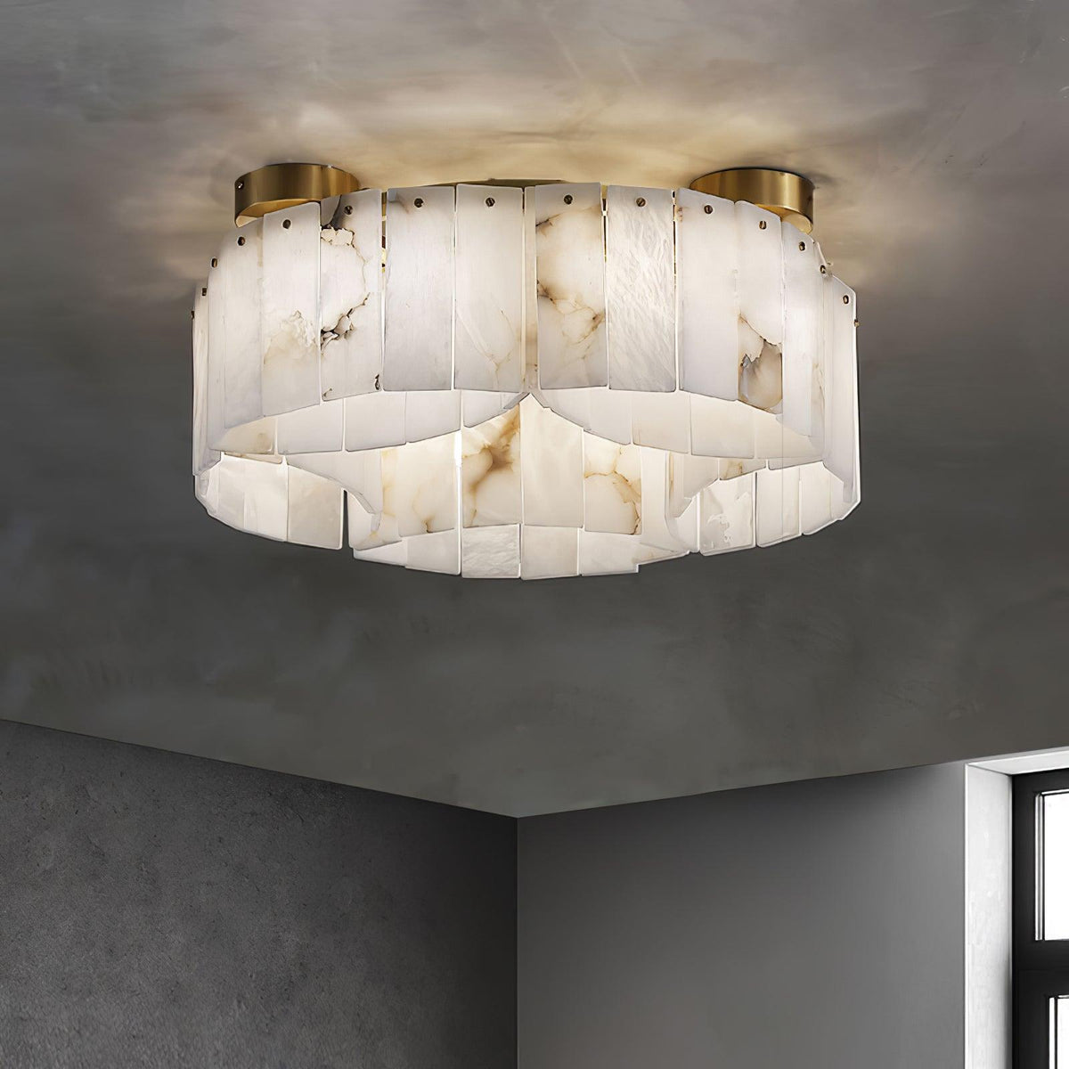 Alabaster Modern Brass Ceiling Lamp