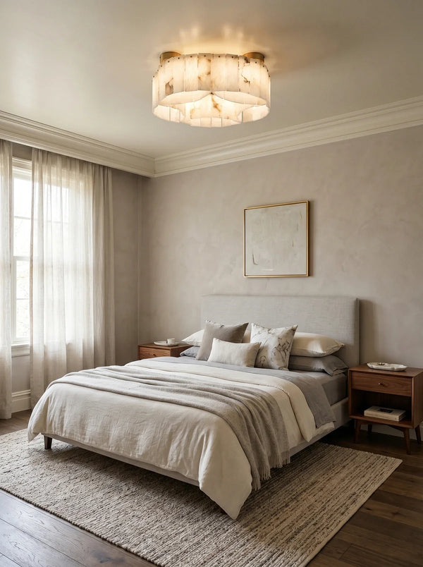 Luxe White Alabaster Ceiling Lamp
