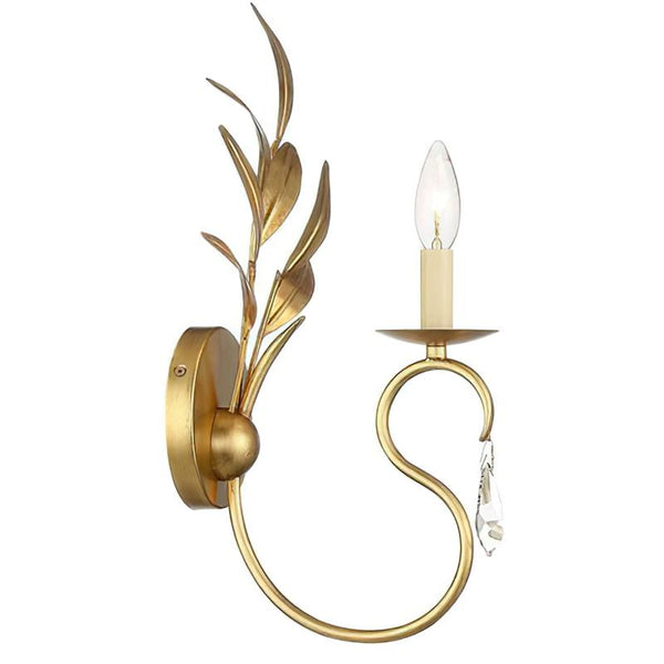 Zerinos Leaf Shape Brass Crystal Sconces Wall Lamp