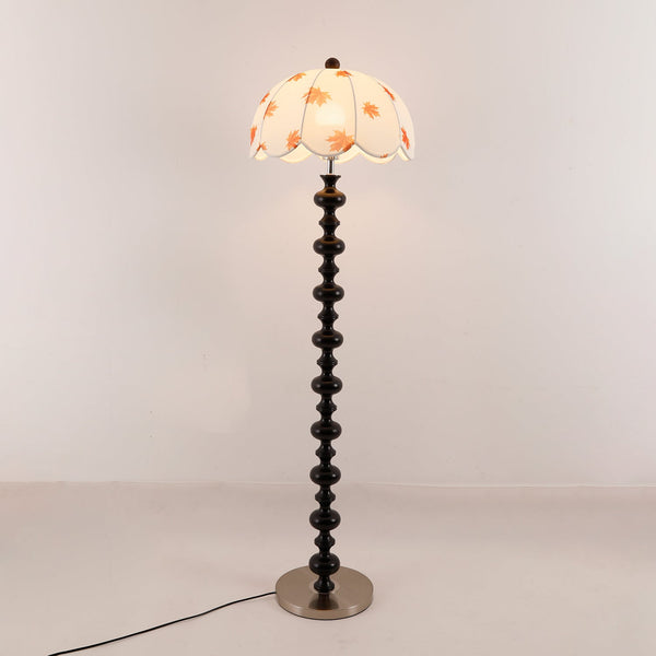 Celon Wood Fabric Vintage Floor Lamp