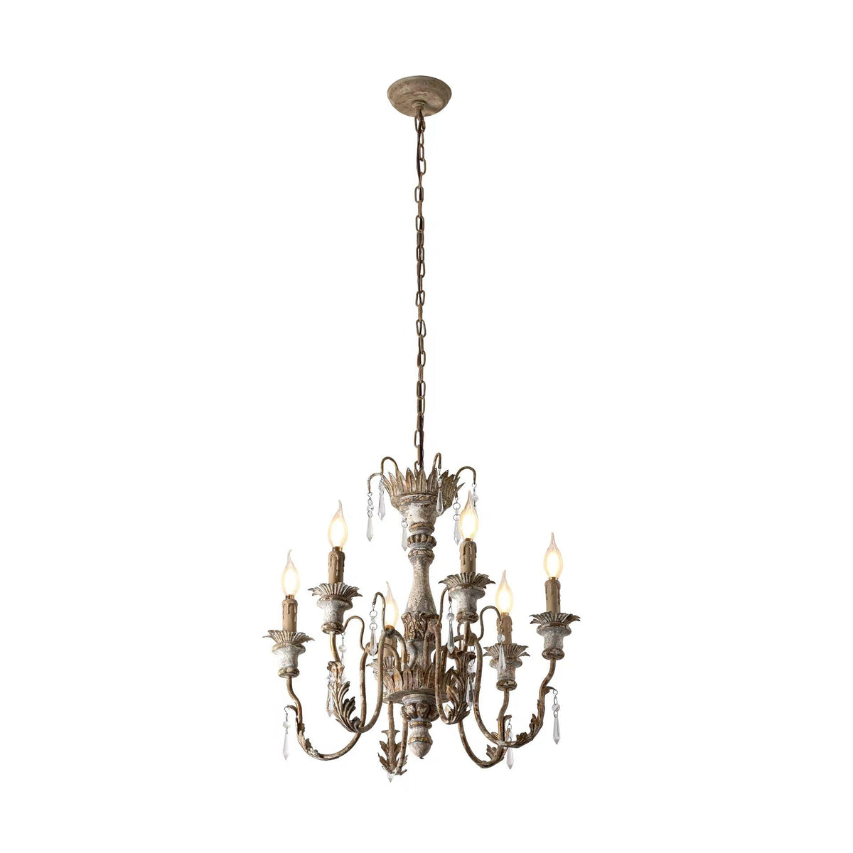 Elmarisra Vintage Luxury Solid Wood Carved Chandelier