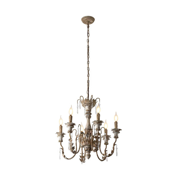 Elmarisra Vintage Luxury Solid Wood Carved Chandelier